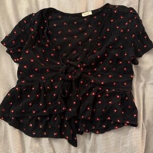 John Galt Floral Black Top